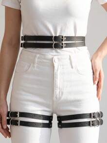 1pc Women's Punk Style Sexy Waist Belt Leg Strap One-Piece Harness, Suitable For Daily Wear And Party - Black - View 1