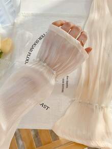 Pearl Mesh UV Protection Arm Sleeves (1 Pair) – Women's Summer Driving Gloves, UV Protection, Loose Fit Solid Color Polyester - Multicolor - View 4