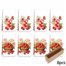 2/4/6pcs Strawberry Pattern Printed Kitchen Towels, Ultra-Fine Microfiber Soft High Absorbent Tea Towels, Dish Cloths, Cleaning Towels, Hand Towels, Suitable For Cooking, Baking, Wiping Cleaning And Kitchen Decoration, Kitchen Accessories, Daily Essential Items - Multicolor - View 12