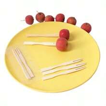 Fruit Fork Set, Fruit Skewers, Reusable Bamboo, Home Use, Suitable For Fruit, Cake, Dessert, Small Forks, Bamboo Material - Multicolor - View 6