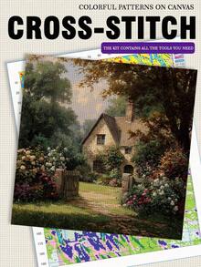 11/14CT Printed Cross Stitch Kit. Rustic Cabin & Natural Landscape Series. Relaxing DIY For Adult Beginners. Includes Fabric, Needles, Threads & Chart. Frameless. Handmade Wall Art Decor Gift. 40x40cm/15.7x15.7in. - Scenery - View 6