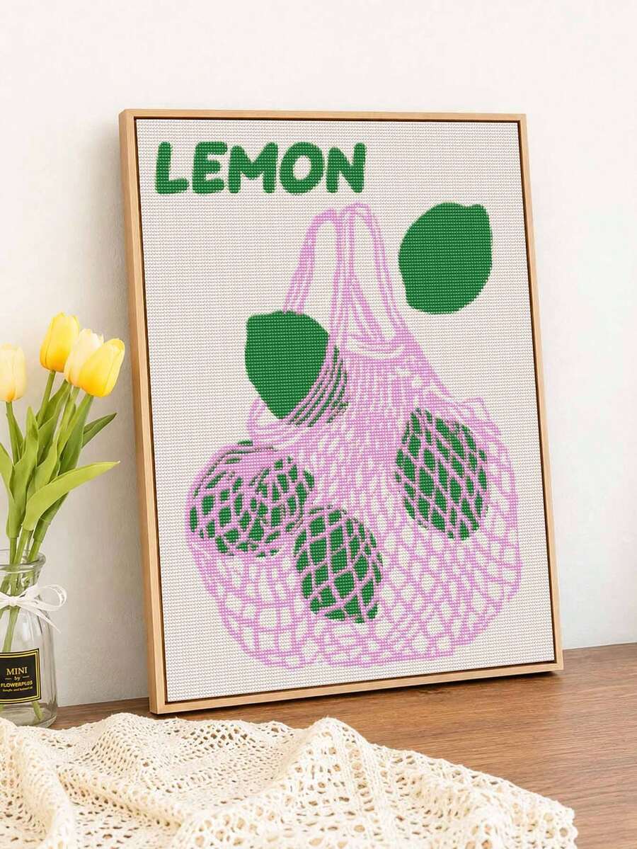 Diamond Art Kit For Adults, Bag Of Lemons Beginner DIY 5D Diamond Painting Kit, Round Full Diamond Art Design, Home Wall Decor - A - View 1