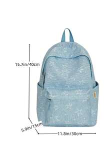 Mochila con patrón de estrellas azules frescas para estudiantes universitarias, estilo sencillo de chica, mochila de campus de escuela secundaria, mochila casual para compras - Azul menta - Ver 3