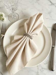 1/6 piezas Servilleteros de cristal gris, portaservilletas elásticos de cristal para decoración de mesa de boda y fiestas - Gris - Ver 7