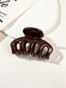 4pcs/1pc Women's 6cm/2.36in Glossy Black/White/Khaki/Brown Bone-Shaped Medium Lightweight Plastic Hair Claw Clips, Fashion Versatile Premium Elegant Minimalist Solid/Gradient Color Hair Accessories For Daily Wear, Casual, Party, Commute, Vacation, Ponytail, Updo, Face Washing, Shower, Makeup, Outfit Matching, Hair Clips - Multicolor - View 9