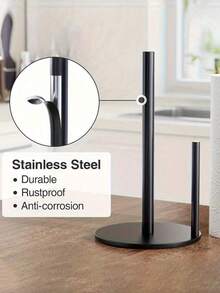 1pc Kitchen Paper Towel Holder, Kitchen Paper Roll, Countertop Paper Roll Dispenser, Stainless Steel Kitchen Paper Towel Holder With Weighted Base, Heavy Duty Countertop Storage Rack, Suitable For Paper Towels, Facial Tissues - Multicolor - View 5