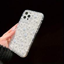 Funda para Teléfono - Esta funda transparente con diseño floral azul es adecuada para iPhone 16 15 14 13 12 11 XS XR X 8 7 Mini Plus Pro Max SE Series, regalo de Halloween, regalo de Pascua, cumpleaños, para novia, novio, amigo o para usted mismo. - transparente - Ver 4