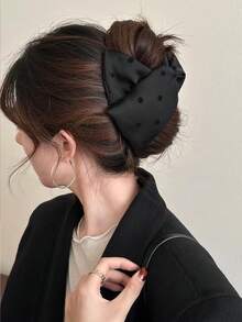 Korean Style Polka Dot Shell Hair Clip For Women, High-End Texture, Back-Of-Head Bun Hair Claw, Elegant High Ponytail Hair Accessory - Multicolor - View 3