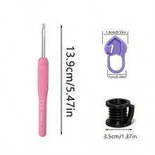 5件組軟柄鉤針套組 2.5-4.5mm，附30個針標記環 + 3個隨機色毛線手指護套，DIY手工編織工具 - 鉤針套裝 - 查看 4