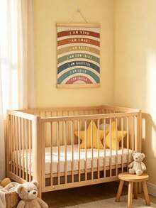 1pc Wooden Rainbow Scroll Wall Hanging, Inspirational Quote Wall Decor, Suitable For Children's Room And Nursery, Baby Supplies, Nursery Decor, Girls' Room Decor - Multicolor - View 5