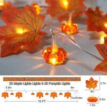1pc New Maple Leaf Pumpkin Lantern, Autumn Home Decor Maple Leaf Pumpkin Light, Battery Operated (Batteries Not Included) 3D Pumpkin Maple Leaf Garland String Lights, Suitable For Fireplace, Doorway, Hallway, Indoor And Outdoor Use, Halloween, Thanksgiving Decoration - Warm White - View 4