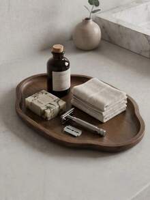 Vintage Walnut Wood Asymmetrical Cloud Tray, Living Room Aromatherapy Storage Tea Tray, Vanity Jewelry & Cosmetics Organizer Tray, Ins Style Home Decor Photography Prop - Multicolor - View 8