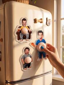 1/3/5pcs Customized Funny Face Acrylic Fridge Magnets, Quirky Photo Gift, Cute Decorative Fridge Magnets, Unique Personalized Face Magnets, Acrylic Big Belly Fridge Magnets, Prank Funny Birthday Gift For Friends, Couples, Dad, Boyfriend - Multicolor - View 11