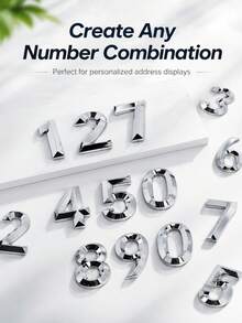 Numeri civici 3D da 7 cm 0-9, numeri di indirizzo autoadesivi con finitura a specchio per porte, cassette della posta, appartamenti, uffici e cartelli esterni - Stili multipli - Visualizzare 1