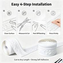 1pc Crown Decorative Line 3D Flexible Foam Wall Decor Strip, Peel And Stick Self-Adhesive Baseboard Trim, Decorative Wallpaper Border, Vintage Style Wall Edge Strip, Suitable For DIY Hotel Decoration, Plastic Material - A - View 7