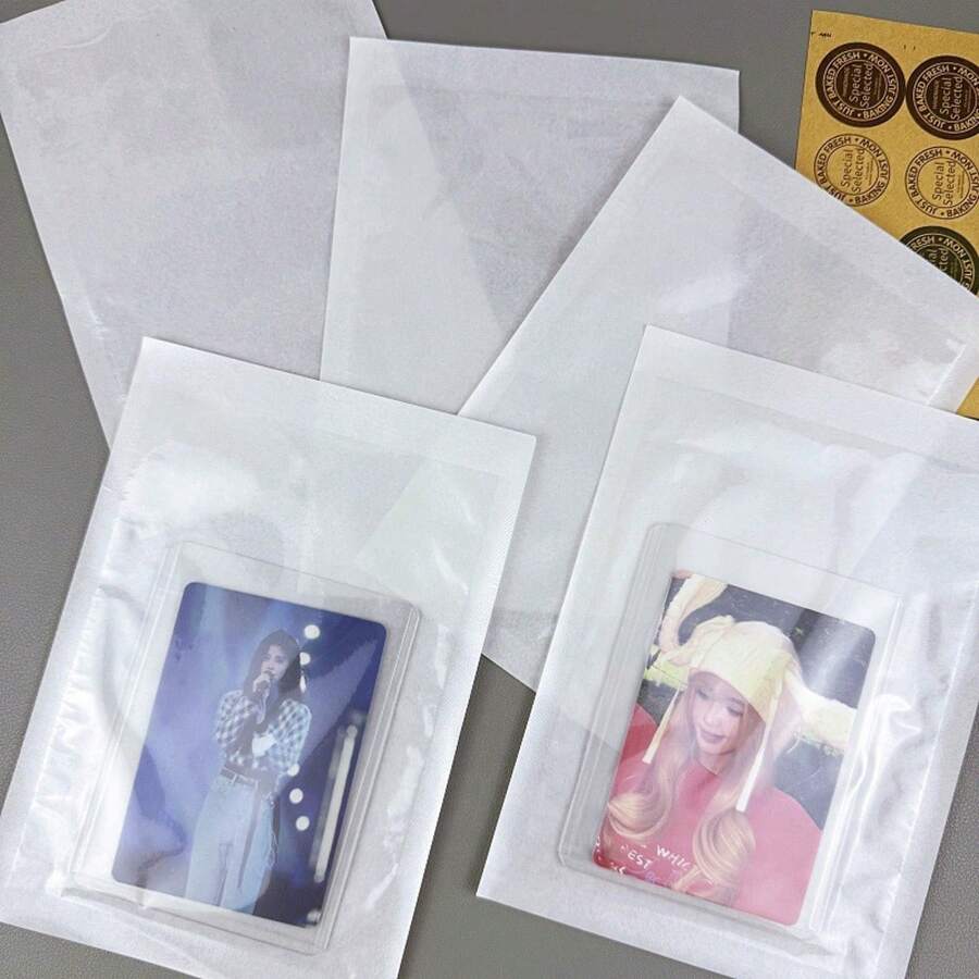 100pcs Transparent Flat Bottom Gift Packaging Bags, Including Holiday Gift Paper Bags, High-End Packaging Paper Bags, Accessory Small Gift Paper Bags, Flat Bottom Self-Adhesive Gift Bags, Party Gift Packaging Bags, Craft Creative DIY Decorative Gift Paper Bags, Suitable For Holiday, Wedding, Birthday Party Gift Bags And Gift Packaging Paper Bags - Gift Bags - View 1
