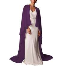 New Solid Color Chiffon Flowy Long Cape Shawl For Bride Bridesmaid Dress Cover Up - Beige - View 5