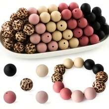 10/25Pcs Asymmetrical Water Transfer Print Silicone Beads Set, Suitable For Creative DIY Bracelets, Beaded Phone Chains, Handmade Gift Products And More - Multicolor - View 10