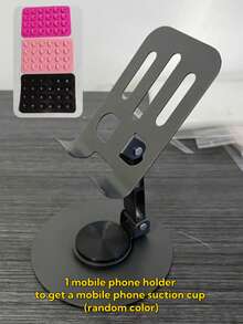 1pc Aluminum Alloy Phone Stand - Waterproof 360° Rotating Desktop Stand, 2-Level Adjustable Height And Foldable Design, Suitable For Desktop And Bedside Use, Desktop Storage, Ideal Office Stand, Random Color - Multicolor - View 13