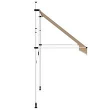 vidaXL Retractable Awning, Hand-Operated, Water-Repellent, Sun Protection, Clamp-On Awning For Balcony, Patio, Garden, 300cm, Yellow, Orange And White Striped - Orange and White - View 7