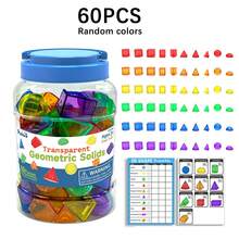 Transparent Geometric Shapes Children's Set, 3D Shape Math Teaching Aids, With Storage Jar, Colorful Educational Blocks, Suitable For Children's Learning, STEM Toy Gift, Suitable For Boys And Girls - Multicolor - View 11