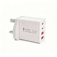 熱銷 4 合 1 55W PD&QC 快充牆充，英規插頭，2USB-C+2USB-A 多孔適配器，相容 iPhone 17/16 全系列與所有機型 - 英規插(220-240V) - 查看 10