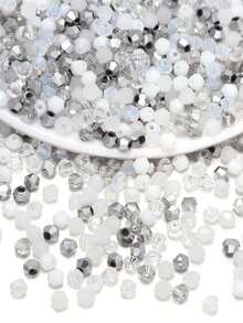 White Glass Crystal Spiked Beads 1 Pack, Random Color Shades (Random Quantity Per Color), Approx. 200pcs/Bag - White - View 4