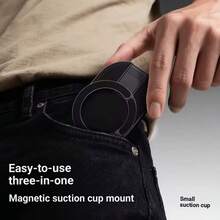Magnetic Car Phone Holder For Computer Office, Multifunctional Suction Cup & Carabiner 3-In-1 Foldable 360° Rotating Portable Phone Stand - one-size - View 4