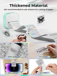 Papel de Pegatinas Holográfico Plateado T02 Compatible con T02/M02/Q02E/T02 Pro/D20/D21 Impresora Térmica Mini Pods Etiquetas Adhesivas 50mmx3.5m Para Diario Fotos Textos Notas de Estudio Pegatinas, 3 Rollos - Ver 7