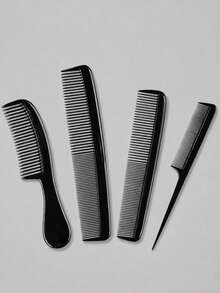 4pcs Professional Black Comb Set, Tail Comb & Styling Comb, Suitable For Parting, Volumizing & Sectioning, Unisex Hair Styling Tools, Summer Travel & Back To School Essentials - Black - View 1