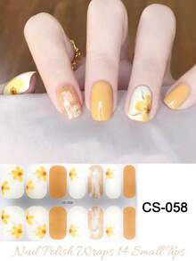 Coral Pink No-Bake Gel Nail Sticker Nail Oil Film Waterproof Nail Sticker Sticker Solid Color Green Onion Powder Jump Color Gradient Full Sticker - 黃色 - 查看 7