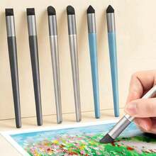 3pcs Oil Pastel Friction Pen Set, Line Drawing Pen, Blending Pen, Heavy Color Wax Crayon Soft Head Transition Sponge Ball, Rendering Brush Tool, 3 Styles, Washable, Essential For Art Painting - Multicolor - View 1