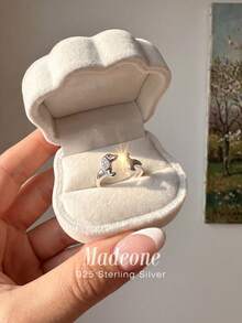MADEONE 1pc Cute Dachshund Zirconia Open Ring Matte Black & White Zirconia Women's Exquisite Jewelry Anniversary Birthday Gift - Antique Silver - View 5