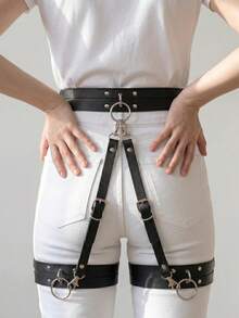 1pc Women's Punk Style Sexy Waist Belt Leg Strap One-Piece Harness, Suitable For Daily Wear And Party - Black - View 2