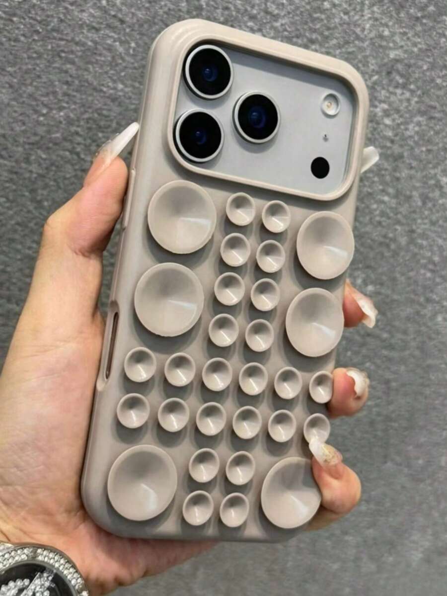 Luxury Shockproof Round Suction Cup Silicone Phone Case, Compatible With IPhone 17 Pro Max 16Pro 15 14 13 18 18ProMax, Strong Adsorption Multi-Function Protective Cover