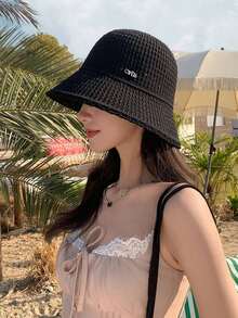 1pc Women's Versatile Minimalist Solid Color Bohemian Bucket Hat, Summer New Thin Fashion Frayed Brim Elegant Bucket Hat, Comfortable Casual Suitable For Beach Vacation, Outing, Party, Shopping And Other Occasions - Multicolor - View 4