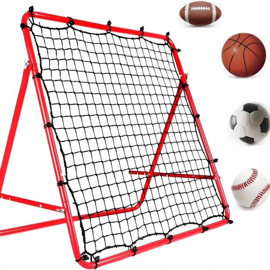 1PC Portable Foldable Rebound Net, Multi-Sport Rebounder Soccer, Volleyball, Softball & Field Hockey, Passing & Shooting Training Rebounder With Foldable Frame - Black - View 1