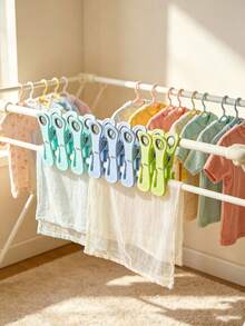 1/36pcs Heavy Duty Windproof Clothes Pegs, Durable Plastic Laundry Clips, Modern Green, Yellow, Blue, White Strong Grip Towel Clips With Hook Design, Multi-Purpose Non-Slip Clothespins For Outdoor Drying, Home, Balcony And Travel - Multicolor - View 8