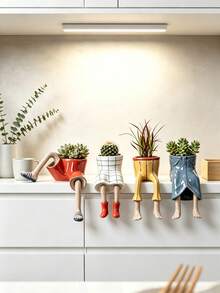 1pc Funny Leg Resin Succulent Planter Shelf Sitter Flower Pot Creative Humanoid Shape Desktop Decor Plant Container Gift For Plant Lovers Home Office Ornament - Flowerpot - View 6