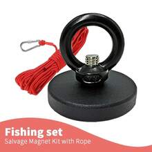 1 Set Powerful Magnetic Fishing Kit, 48mm Powerful Magnetic Fishing Magnet + 10m Red Rope, Can Be Used For Picking Up Iron-Containing Objects At Home, Storing Keys With Magnets, Outdoor Hanging And Fixing, Finding Lost Parts In Yard And Factory - View 1