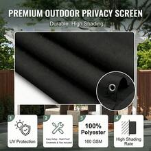 High-Density Thickened Privacy Anti-Peeping Sunshade Fabric, 90% UV Protection Garden Sunscreen Screen, Weather-Resistant Waterproof Outdoor Privacy Protection Net Curtain, Suitable For Balcony/Patio/Yard, Includes Cable Ties And Rope Installation Kit - Black - View 6