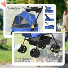 Dog Stroller/Dog Buggy With Folding Function, Pet Stroller For Small Dogs And Cats, Pet Buggy, Cat Buggy, Oxford Blue, 67 X 45 X 96 Cm - 藍色的 - 查看 5