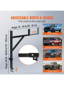 Truck Rack 19-34inch Extendable Truck Ladder Rack 38. 6"-43. 6" Adjustable Height 250 Lbs Capacity Steel Ladder Rack For Truck Heavy Duty Truck Bed Rack For Kayak Surfboard Lumber Ladder - Default - View 5