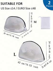 2pcs Mesh Washing Bag For Shoes With Zipper, Black Laundry Bags Washing Machine Bag, Household Shoes Organizer For Bras, Delicate Garments, Travel, Summer Tops, Boots, Shoe Wash Filter Net Bag, Washing Net, Back To School, Packing Cubes, Storage Shoe - Multicolor - View 7