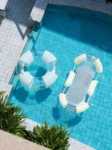 Transparent Sequin Inflatable Pool Float Lounge Chair Set, Mesh Water Hammock Floating Chair And Swim Ring, Portable Inflatable Floating Bed, Suitable For Pool, Beach, Summer Water Party - Multicolor - View 10