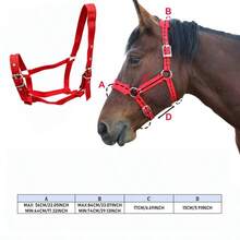 可調節織帶馬用馬頭套,防逃脫馬頭領圈,耐磨防窒息馬用繫繩馬頭套,馬術牽引配件 - 查看 5