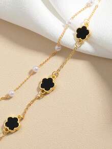 1pc European & American Cross-Border Five-Petal Flower Double Layer Stackable Bracelet, Fashionable High-End Versatile Bracelet Jewelry - Multicolor - View 6
