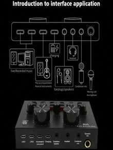 V8-Live 即時音訊卡卡拉OK錄音與直播混音器 - USB 外接音訊卡，適用於 KTV 直播、錄音與語音聊天，適用於筆記本電腦 Vlog 直播與即時直播音訊音訊卡 - 黑色 - 查看 8