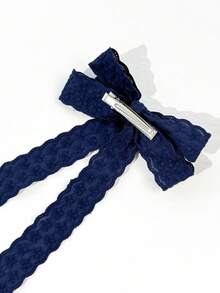 1件女款清新花卉刺繡鏤空蕾絲長緞帶蝴蝶結髮夾，雙層設計，溫柔女孩風仙女感百搭純色髮飾，適合日常通勤、假日派對、生日派對、購物、旅行、拍照，任何場合皆適用，送給好友的禮物 - 彩色 - 查看 9