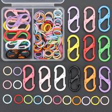 120pcs/Box DIY Keychain Making Parts Set, Random Mixed Colors, Includes S-Shaped Spring Lobster Clasps And Jump Rings, Zinc Alloy Figure-8 Hook Connectors, Suitable For Braided DIY Bag Charms, Keychains, Open Connectors, Keychain Accessories Making Materials, DIY Key Ring Accessories - Double-ended Spring Clasp & Jump Ring - View 5